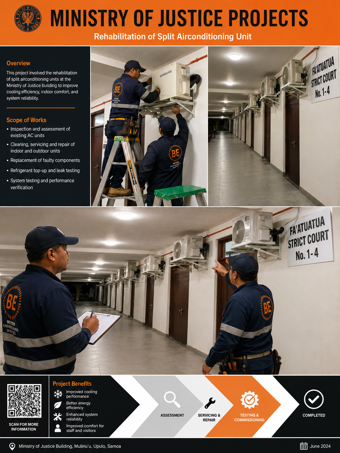 Modernization Project  Split Airconditioning System at Ministry of Justice Building, Mulinu'u Upulo, Samoa